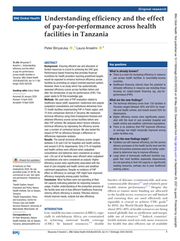For- Performance Across Health Facilities in Tanzania
