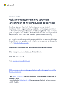 Nokia Cementerer Sin Nye Strategi I Lanceringen Af Nye Produkter Og Services