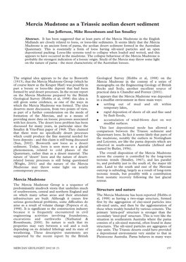 Mercia Mudstone As a Triassic Aeolian Desert Sediment Ian Jefferson, Mike Rosenbaum and Ian Smalley