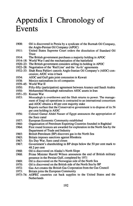 Appendix I Chronology of Events