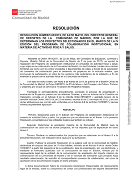 Resolución De Convocatoria