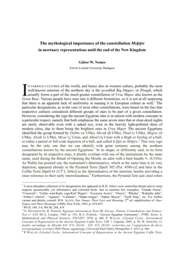 The Mythological Importance of the Constellation Msḫtjw in Mortuary Representations Until the End of the New Kingdom