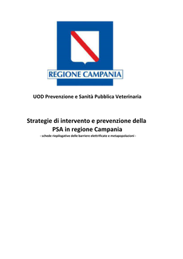 Strategie Di Intervento E Prevenzione Della PSA in Regione Campania