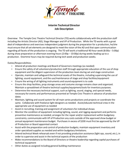 Interim Technical Director Job Description