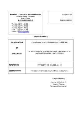 How to Enhance International Cooperation Amongst Finabel Land Forces Bibliography Paper