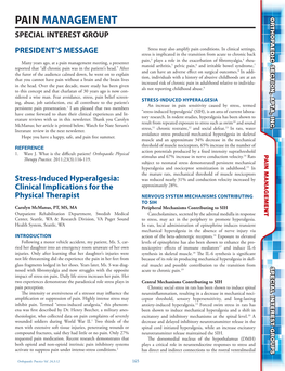 Pain Management Orthopaedic Special Interest Group