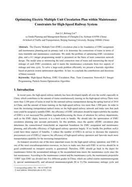 Optimizing Electric Multiple Unit Circulation Plan Within Maintenance Constraints for High-Speed Railway System