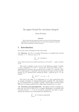 An Upper Bound for Curvature Integral