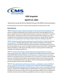 CMS Snapshot April 8-15, 2021 (PDF)