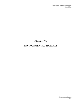 Chapter IV. ENVIRONMENTAL HAZARDS