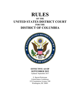 Rules of the United States District Court for the District of Columbia