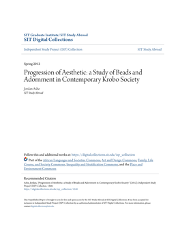 A Study of Beads and Adornment in Contemporary Krobo Society Jordan Ashe SIT Study Abroad