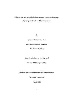 Effect of Heat and Physiological Stress on the Growth Performance