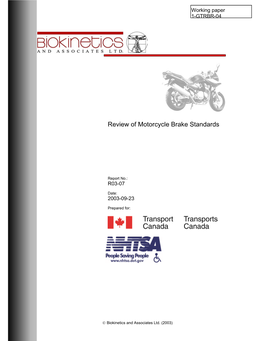 Review of Motorcycle Brake Standards