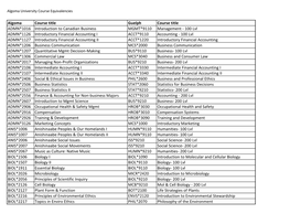 Algoma University Course Equivalencies