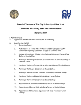 Board of Trustees of the City University of New York Committee