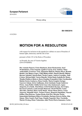 En En Motion for a Resolution