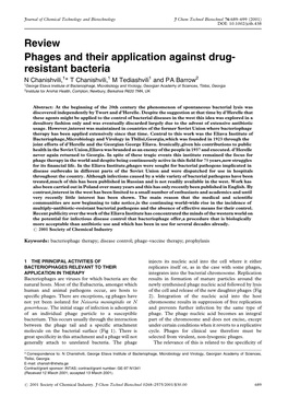 Review Phages and Their Application Against Drug- Resistant Bacteria