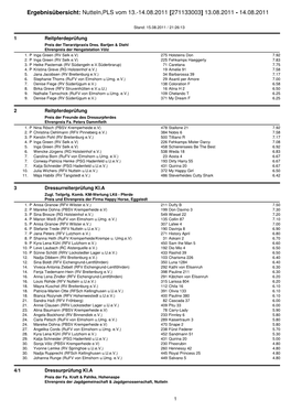 Ergebnisübersicht: Nutteln,PLS Vom 13.-14.08.2011 [271133003] 13.08.2011