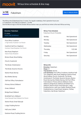 98 Bus Time Schedule & Line Route