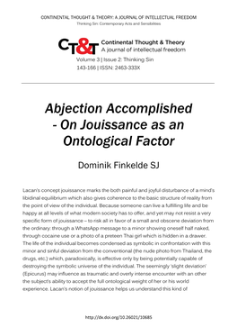 Abjection Accomplished - on Jouissance As an Ontological Factor