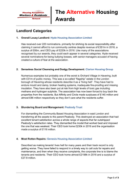 The Alternative Housing Awards