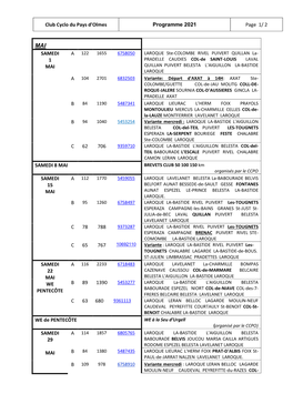 Club Cyclo Du Pays D'olmes Programme 2021 Page 1/ 2