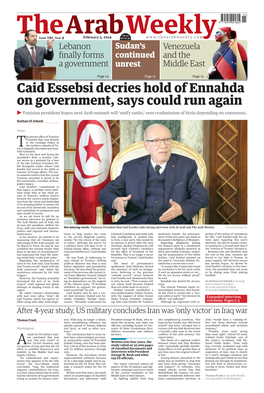 Caid Essebsi Decries Hold of Ennahda on Government, Says Could Run Again