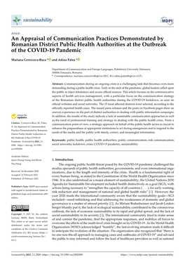 An Appraisal of Communication Practices Demonstrated by Romanian District Public Health Authorities at the Outbreak of the COVID-19 Pandemic