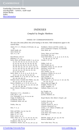 INDEXES Compiled by Douglas Matthews