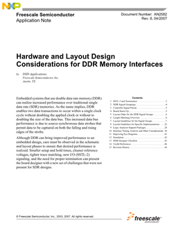 Hardware and Layout Design Considerations for DDR Memory Interfaces by DSD Applications Freescale Semiconductor, Inc