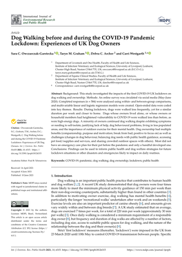 Dog Walking Before and During the COVID-19 Pandemic Lockdown: Experiences of UK Dog Owners