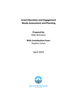 Israel Education and Engagement Needs Assessment and Planning