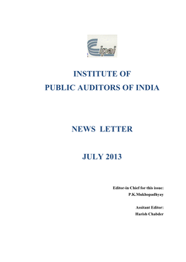 Institute of Public Auditors of India News Letter July 2013