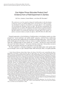 Can Higher Prices Stimulate Product Use? Evidence from a Field Experiment in Zambia