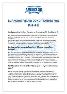 Evaporative Air Conditioning