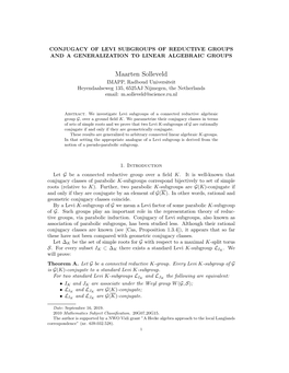 Conjugacy of Levi Subgroups of Reductive Groups and a Generalization to Linear Algebraic Groups