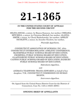 IN the UNITED STATES COURT of APPEALS for the SECOND CIRCUIT SELINA SOULE, a Minor, by Bianca Stanescu, Her Mother; CHELSEA MITC