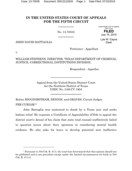 13-70035 Document: 00513115920 Page: 1 Date Filed: 07/15/2015