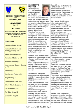May 2020 Page 1 CORNISH ASSOCIATION of VICTORIA, INC