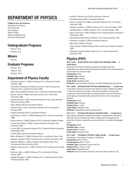 DEPARTMENT of PHYSICS • Schroeder, Almut (2001), Associate Professor • Secaur, Jonathan M