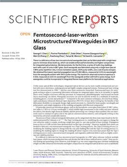 Femtosecond-Laser-Written Microstructured Waveguides in BK7 Glass Received: 21 May 2018 George Y