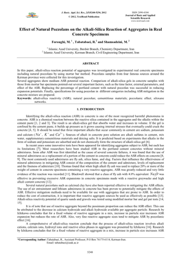 Effect of Natural Pozzolans on the Alkali-Silica Reaction of Aggregates in Real Concrete Specimens