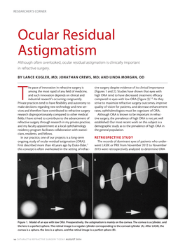 Ocular Residual Astigmatism Although Often Overlooked, Ocular Residual Astigmatism Is Clinically Important in Refractive Surgery