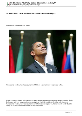 US Elections: “But Why Not an Obama Here in Italy?” Published on Iitaly.Org (
