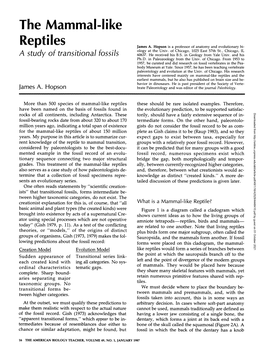 The Mammal-Like Reptiles: a Study of Transitional Fossils