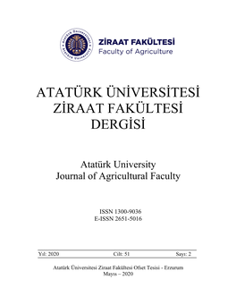 ATATÜRK ÜNİVERSİTESİ ZİRAAT FAKÜLTESİ DERGİSİ Atatürk University Journal of Agricultural Faculty