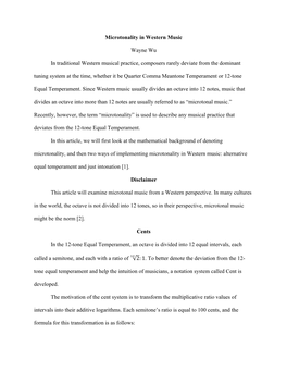 Microtonality in Western Music