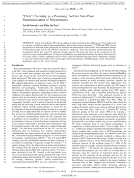 “Click” Chemistry As a Promising Tool for Side-Chain Functionalization Of