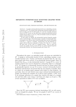 BIPARTITE INTRINSICALLY KNOTTED GRAPHS with 22 EDGES 3 Knotted Graphs with 21 Edges